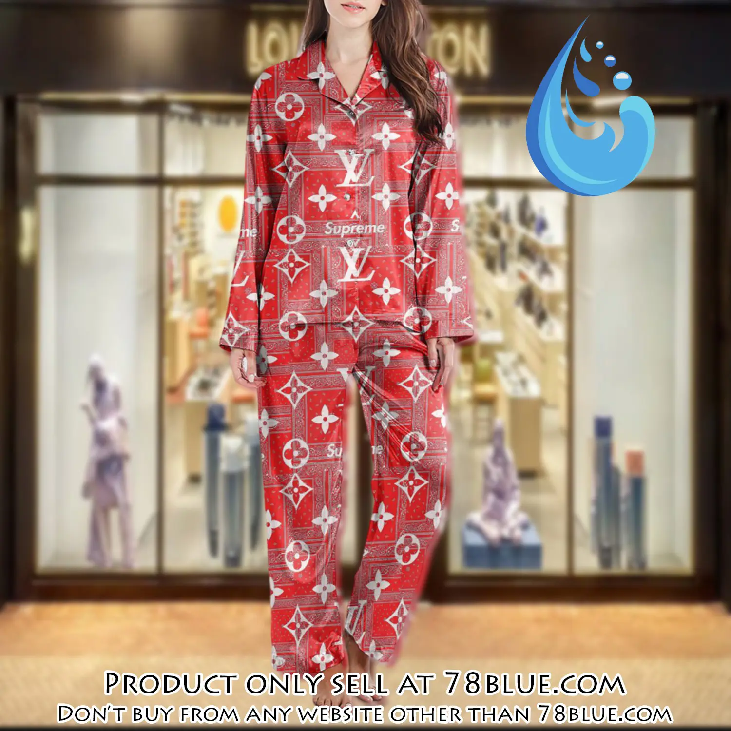 Lv monogram long satin pajama set pjs1022 78b2027814